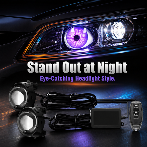 🔥HOT SALE🔥 COD！Demon Eye Headlights for Cars and Motorcycles, LED Dynamic Devil Eyes Light Kit with HD Lens, 6 Animated Eye Patterns, Universal 12-36V Eyeball Lights for Headlight or Fog Light