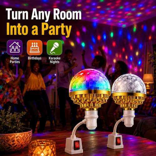 🔥HOT SALE🔥 COD！Colorful Rotating Magic Ball Disco Ball Light Bulb with Sockets, Plug in RGB LED Stage Light for Home Room Dance Parties