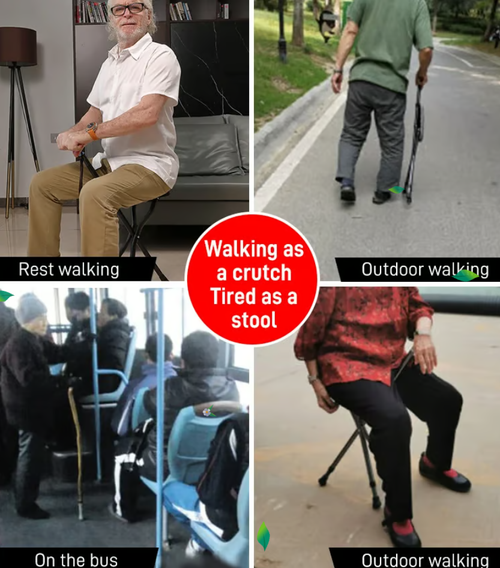 elderly crutch stool Folding Walking Cane Seat, Portable Walking Stick Chair for Seniors, Outdoor Walking, Waiting, Travel and Daily Rest Support, COD, Free Shipping, Pay on Delivery