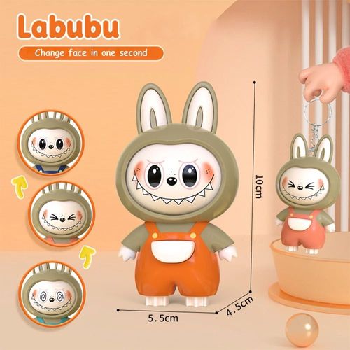 🔥2-pack: popular Labubu face-changing keychain doll pendant decompression toy