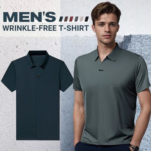 🔥SAVE 55%-2025 Fashion men's lapel breathable anti-wrinkle business T-shirt🔥