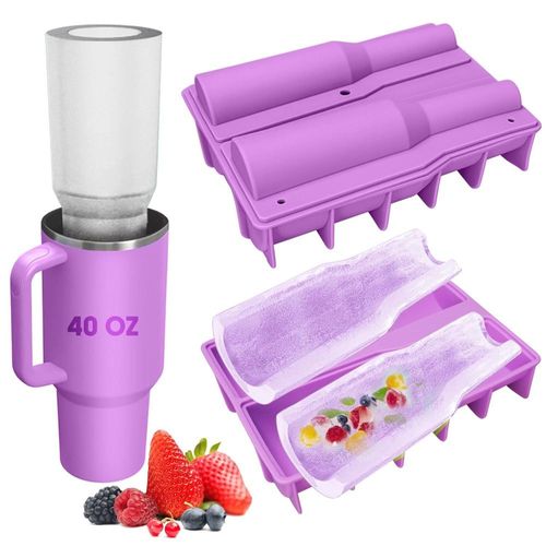 Two-hole 40 OZ Stanley Ice Bullies Cup Ice Cube Mold One-piece Stanley Ice Cube Mold with Cover Easy Demoulding