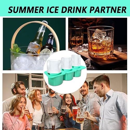 Ice Cube Tray for 40 OZ Tumbler, Silicone Hollow Cylinder Ice Mold with 3 Different Size Cubes with Lid and Bin for Freezer, Ice Drink, Juice, Whiskey, Cocktail