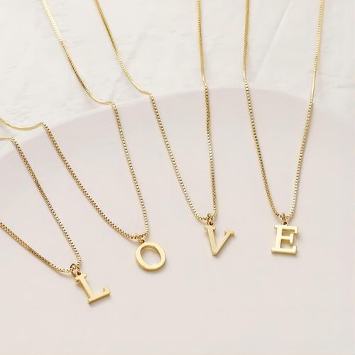 316L stainless steel jewelry18k gold plated initial letter necklace