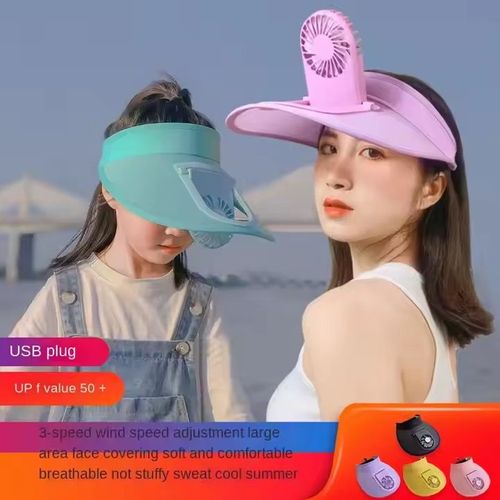 rechargeable fan cap solar panel powered hats summer beach outdoor cart on adult children visor