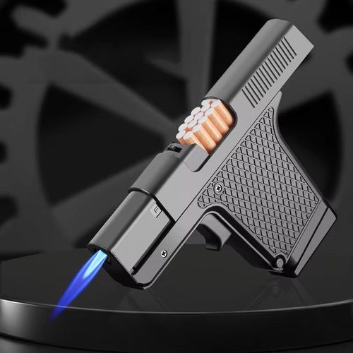 2025 Personalized cigarette case windproof inflatable gun-shaped lighter multifunctional cigarette case