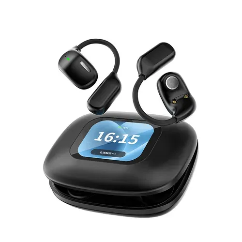 Auriculares desportivos com ecrã tátil LCD a cores, design sobre a orelha, bateria de longa duração, à prova de água, cancelamento de ruído, função de tradução, Bluetooth