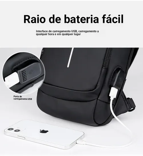 Bolsa masculina para o peito com fechadura de combinação Bolsa antirroubo para bicicleta Bolsa para corrida ao ar livre e lazer