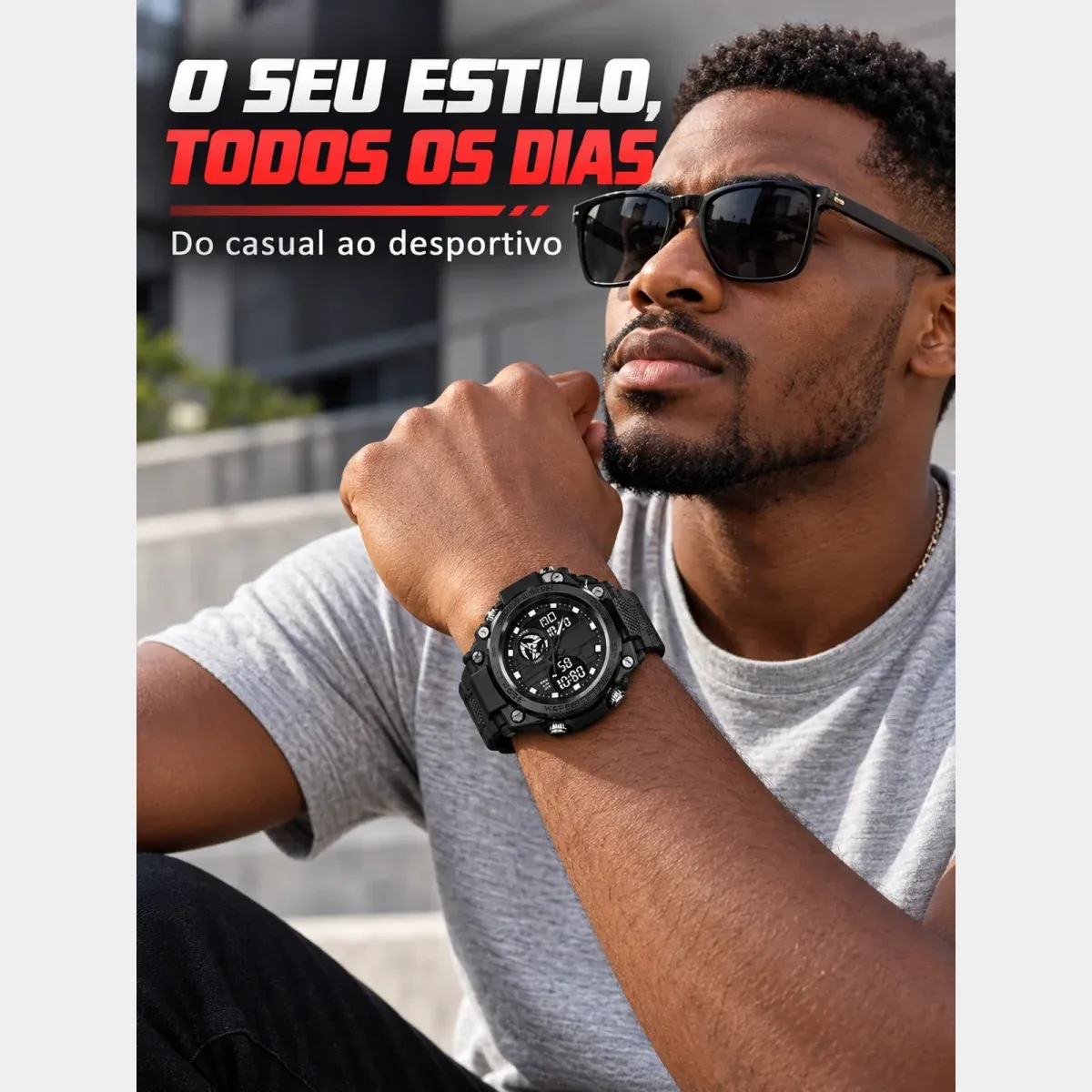 Relógio Desportivo Masculino Preto | Pagamento na Entrega em Luanda