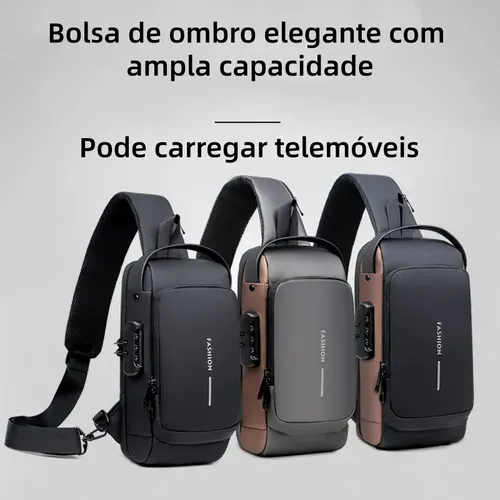 Bolsa masculina para o peito com fechadura de combinação Bolsa antirroubo para bicicleta Bolsa para corrida ao ar livre e lazer