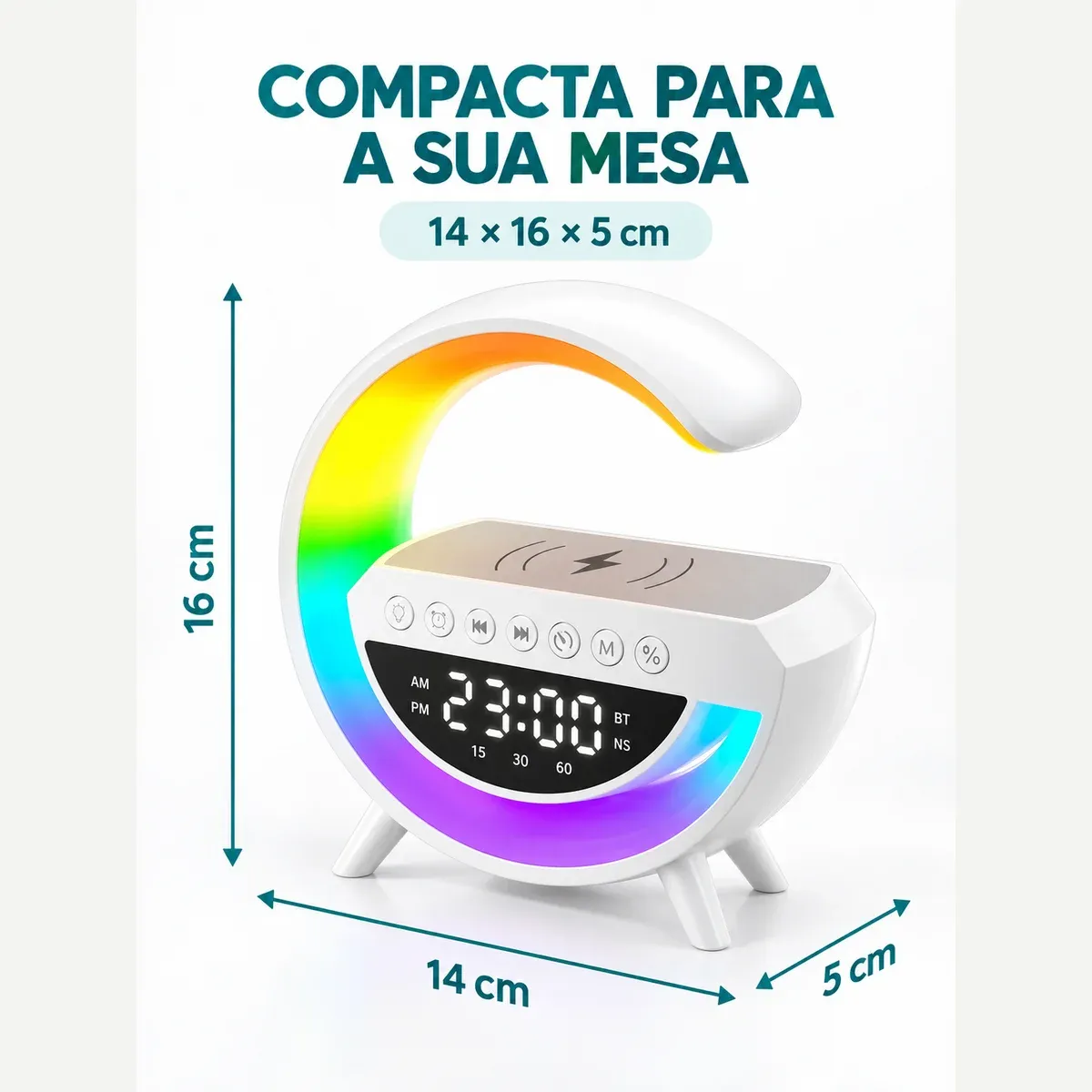 Coluna Bluetooth com Luz e Relógio | Entrega em Luanda