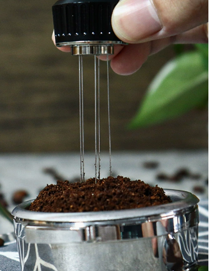 Powdering hammer Italian coffee machine stainless steel powder dispenser for grinding and pressing powder in one step