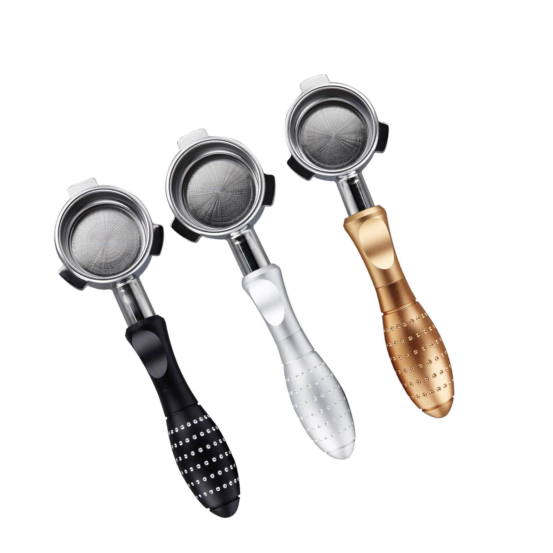 Suitable for platinum coffee machine. Stainless steel coffee handle without bottom. Coffee handle without bottom. 54mm size.