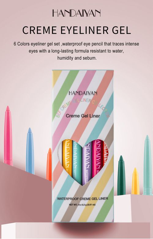 6PCS Creme Gel Liner - Waterproof 18HR Longevity Super Creamy Matte Smooth Gel Eyeliner for Easy Blending & Super Pigmented Shades 0.2g*6