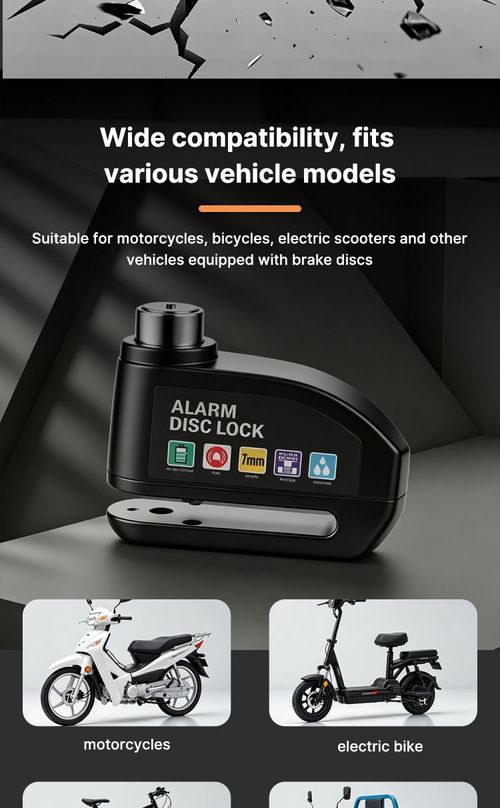 Anti-Theft Padlock Waterproof Motorcycle Disc Brake Lock with Alarm — Security Accessory for Bicycles, Features 110dB High-Volume Alarm, Easy Installation for Motorcycle Bicycle E-Bike Scooter Anti Theft Lock