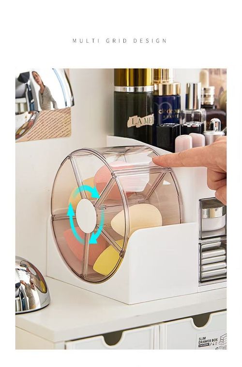 Rotatable Desk Organizer, Multi‑Grid Spinning Storage Box with Side Pen Holder, Desktop Makeup & Stationery Storage Case