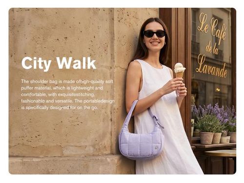 WESTBRONCO Crescent Shoulder Bag Viral Small Puffy Fashion Stylish with 2 Side Pockets Adjustable Strap for Women Waterproof Lightweight Travel Gym Dating Elegant Commuter Bag Purse for Summer Trendy Gift for Her Mom BackToSchool tiktokshopbacktoschool