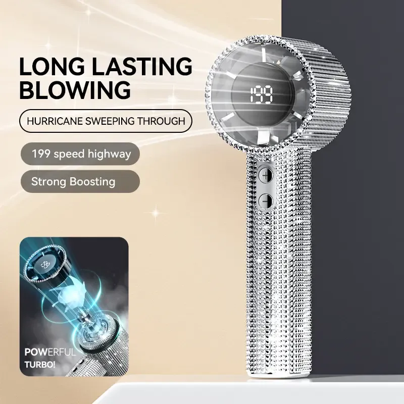 Diamond Fan Luxury Bling Portable Handheld Turbo Fan
