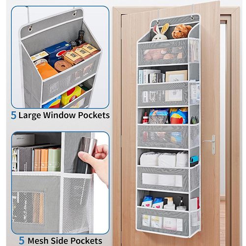 Over The Door Organizer Storage 6 Tier Hanging Organizer with 6 Large Pockets Clear Mesh Side Pockets Anti Tilt Design 44 lb Capacity Space Saver for Bedroom Bathroom Kitchen Pantry Food Storage, SummerWins  DealsForYouDays
