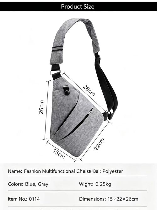 Anti‑Theft Chest Sling Bag, Lightweight Polyester Crossbody Shoulder Bag For Men Daily Travel