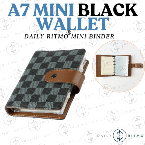 DAILY RITMO Mini Checkered Wallet A7 - Pocket Budget Planner with Money Stuffing Zippered Coin Pouch Envelopes, Wallets For Women, Checkered Adds Flair, Slim 1In Fits In Pockets, Checked Pattern Wallets, Mini Useful Gifts