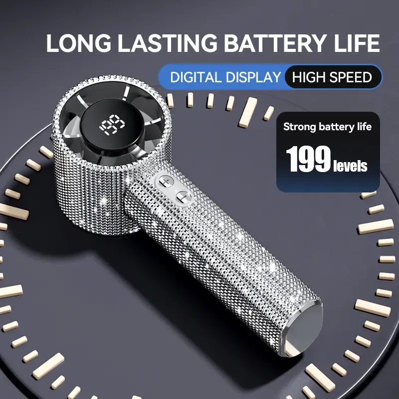 Diamond Fan Luxury Bling Portable Handheld Turbo Fan