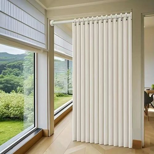 Foldable Pleated Door Curtain 100×200cm, Waterproof Mildew Resistant Imitation Linen Room Divider, Easy Install & Removable Washable Privacy Curtain