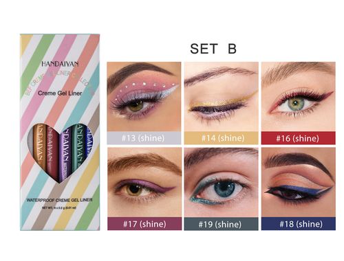 6PCS Creme Gel Liner - Waterproof 18HR Longevity Super Creamy Matte Smooth Gel Eyeliner for Easy Blending & Super Pigmented Shades 0.2g*6