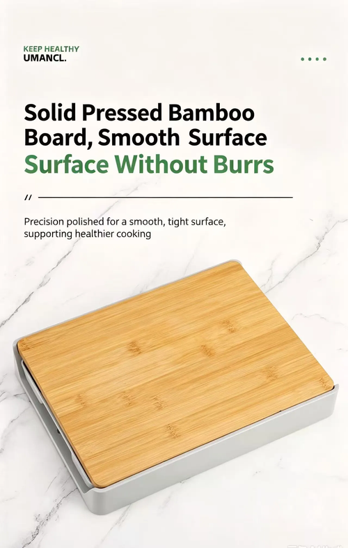Multifunctional Bamboo Cutting Board with Storage Drawer & Garlic Ginger Grinder, Double Sided Anti Slip Kitchen Chopping Board