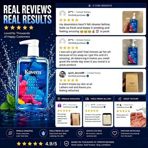 Kavern Men's Private Care Set - Plant-based body care with balanced pH, gentle formula, fragrant scent, effectively reduces body odor, soothes itching, and provides long-lasting freshness. Essential item for any man.