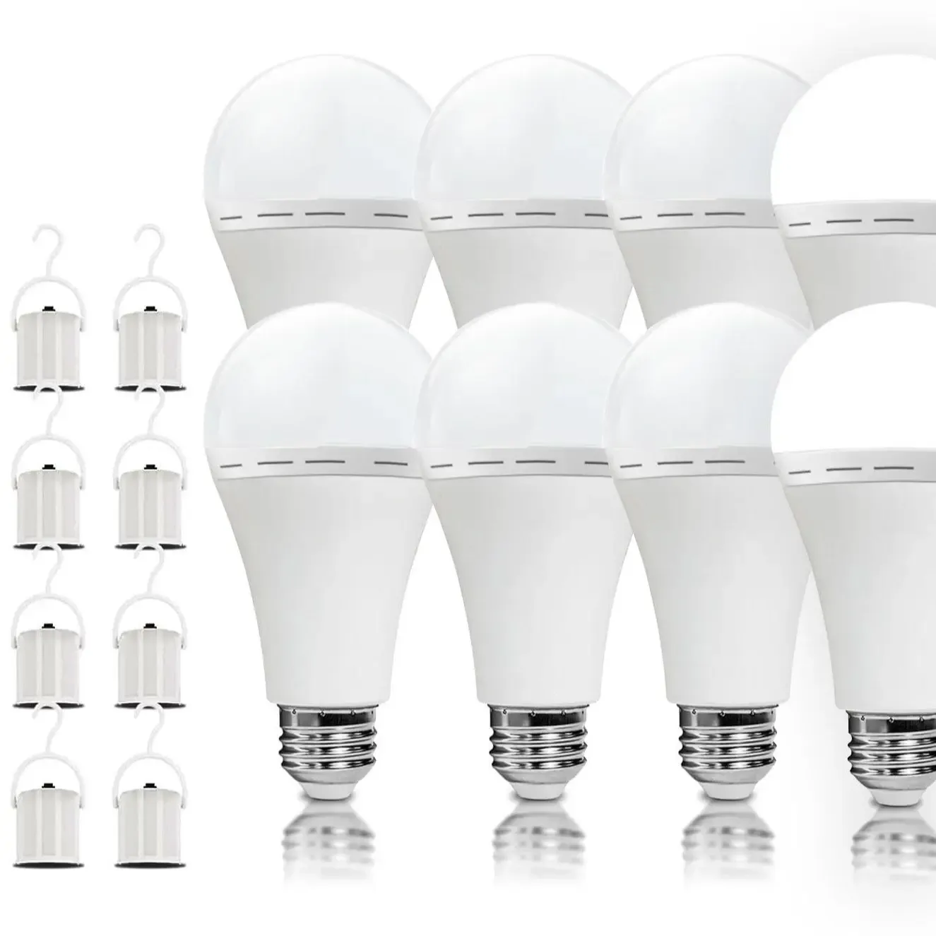 Rechargeable Emergency Light Bulbs 4 Pack A19, 1200mAh for Home Power Outage,Camping Lamp 6000K, 12W (60W Equivalent), 120V, Battery Powered
