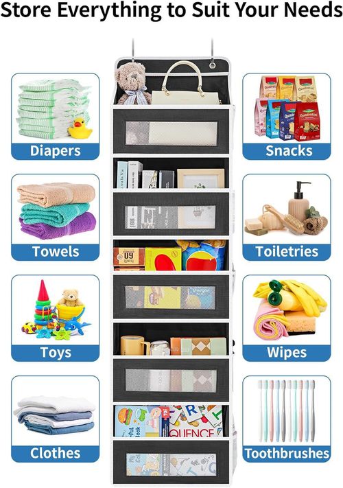 Over The Door Organizer Storage 6 Tier Hanging Organizer with 6 Large Pockets Clear Mesh Side Pockets Anti Tilt Design 44 lb Capacity Space Saver for Bedroom Bathroom Kitchen Pantry Food Storage, SummerWins  DealsForYouDays