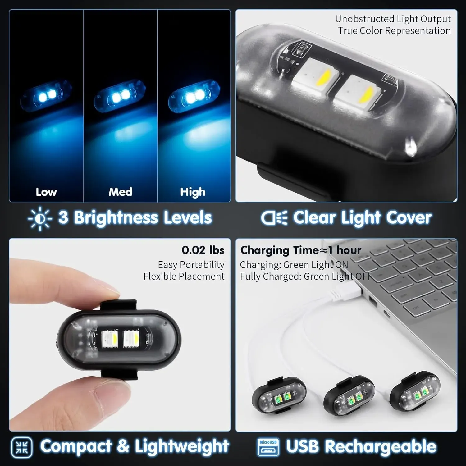 6pcs RGB Led Aircraft Strobe Light Remote Wireless Motorcycle Flash Light Warning Lights for Bike Car Multifunctional