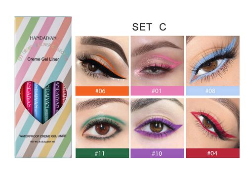 6PCS Creme Gel Liner - Waterproof 18HR Longevity Super Creamy Matte Smooth Gel Eyeliner for Easy Blending & Super Pigmented Shades 0.2g*6