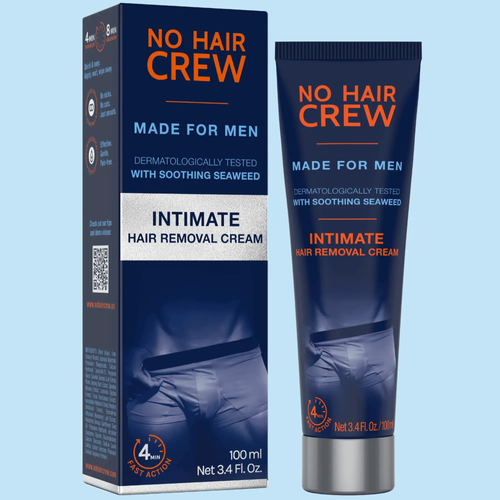 No Hair Crew INTIMATE Hair Removal Cream for Men - Gentle Foam Formula, 100ml, Dermatologically Tested, Fast Action, Body Care Cosmetic