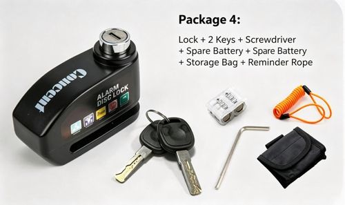 Anti-Theft Padlock Waterproof Motorcycle Disc Brake Lock with Alarm — Security Accessory for Bicycles, Features 110dB High-Volume Alarm, Easy Installation for Motorcycle Bicycle E-Bike Scooter Anti Theft Lock