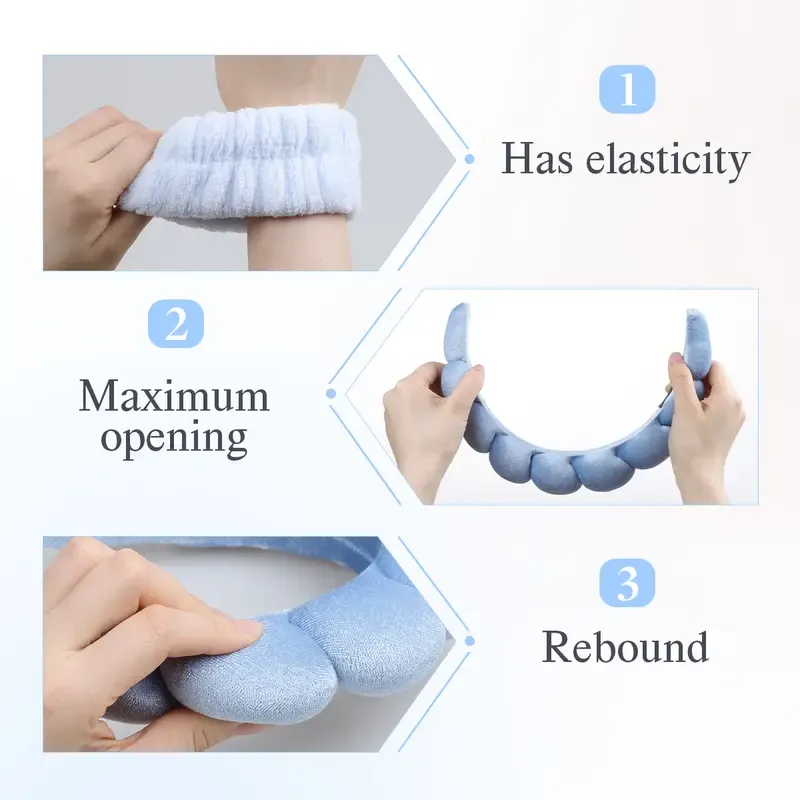 Fashionable women and girls' detachable hair bands H and wristbands, suitable for washing face, bathing, makeup and fixing hairstyles. Ladies' hair bands, elastic wristbands, hair clips.