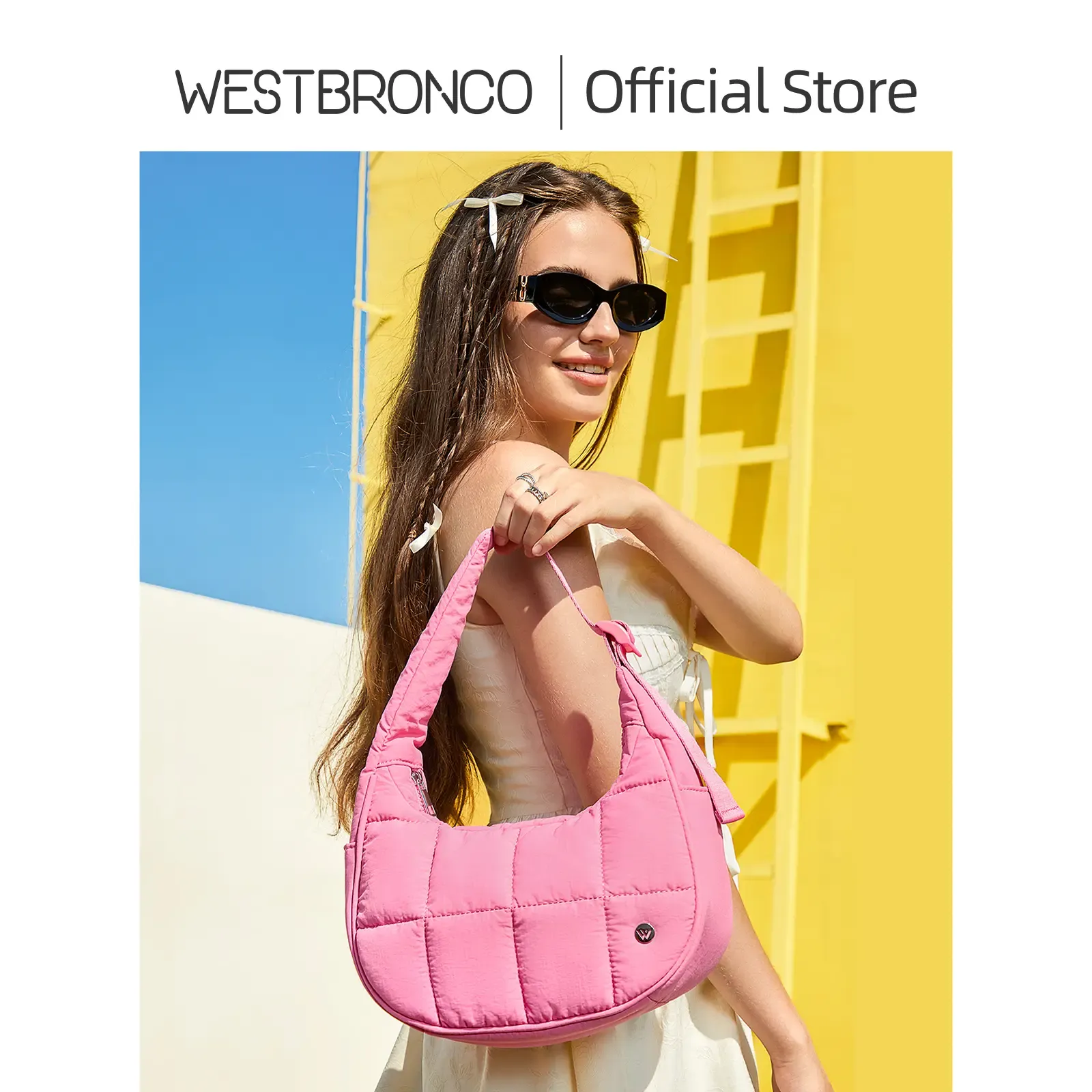 WESTBRONCO Crescent Shoulder Bag Viral Small Puffy Fashion Stylish with 2 Side Pockets Adjustable Strap for Women Waterproof Lightweight Travel Gym Dating Elegant Commuter Bag Purse for Summer Trendy Gift for Her Mom BackToSchool tiktokshopbacktoschool