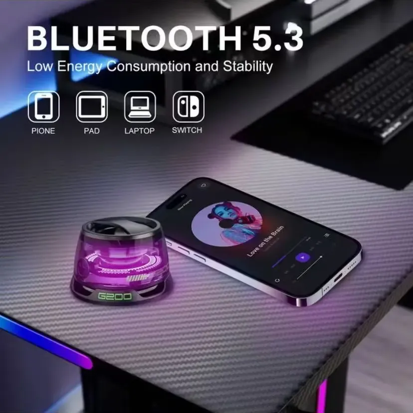 G200 Magnetic Bluetooth Speaker with RGB Light, 40mm Drivers, Bluetooth 5.3,Portable for Travel & C amping Adjustable Sound Volume
