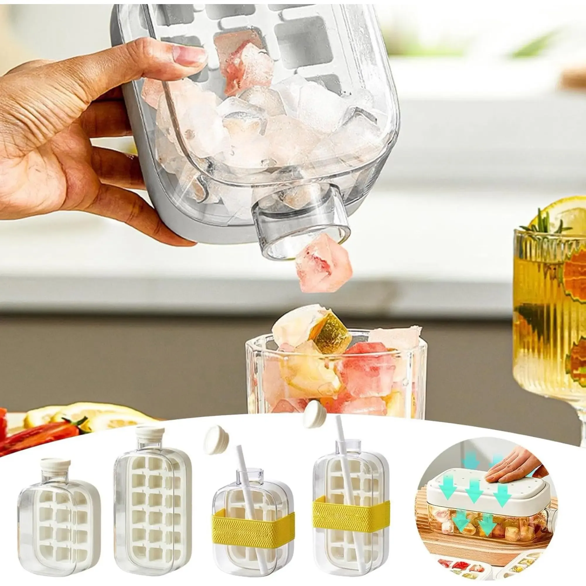 800ml Soft Silicone Ice Cube Mold – Easy-Release Reusable Food-Grade Ice Tray, Zero Touch Press for Effortless Removal, Perfect for Cold Drinks, Cocktails & Desserts, Dishwasher Safe, Essential Kitchen Bar Accessory for Daily Use