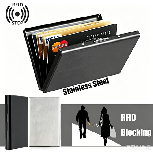 Your Cards,Your Cash, Fully Protected – Premium RFID Blocking Stainless Steel Credit Card Holder with 10 Card Slots   Accordion Design – Compact Anti-Theft Metal Wallet for Men and Women    Fits Drivers License