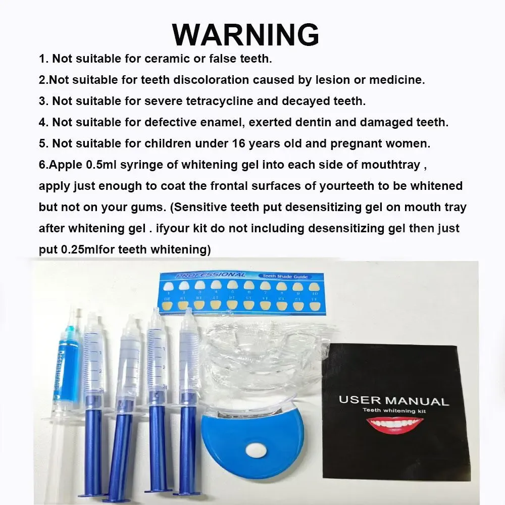 LED Teeth Whitening Kit, Teeth Whitener, 1 Set with LED Accelerator Light and Carbamide Peroxide Gel, Safe and Effective Enamel-Friendly Dental Care Set -GLOBAL PICKS