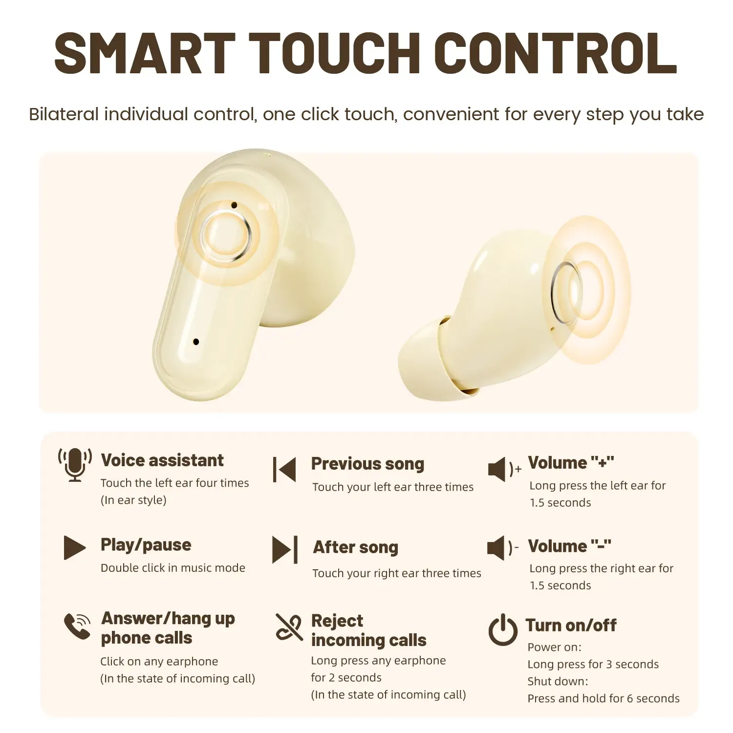 MSHUKCOE Wireless Headphones In-ear Design Noise Cancelling True Wireless Earbuds with Digital Display Bluetooth 5.4 Gaming Headset for Running Exercising Lightweight Fitness Earphones