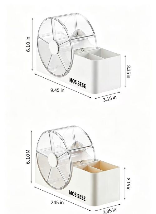 Rotatable Desk Organizer, Multi‑Grid Spinning Storage Box with Side Pen Holder, Desktop Makeup & Stationery Storage Case