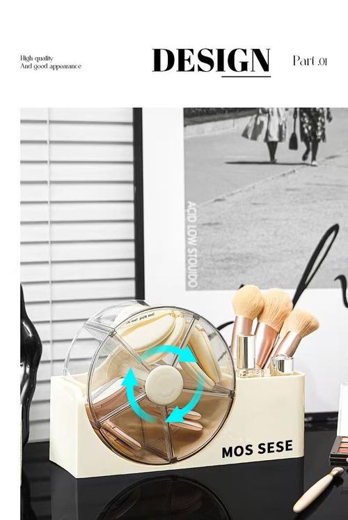 Rotatable Desk Organizer, Multi‑Grid Spinning Storage Box with Side Pen Holder, Desktop Makeup & Stationery Storage Case