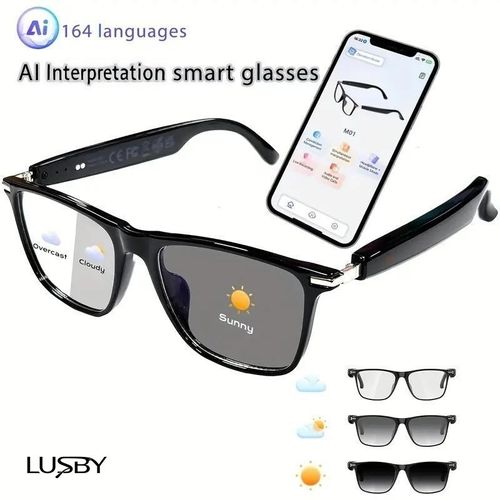 AI Interpretation Smart Glasses,160 Languages, Chat GPT,Audio Glasses for Men And Women,Microphone And Speaker, HD Voice Calls And HIFI Music Quality,Hands-Free Calling,Color Changing Lens, Suitable for Riding,Driving,Travel,Easter gift