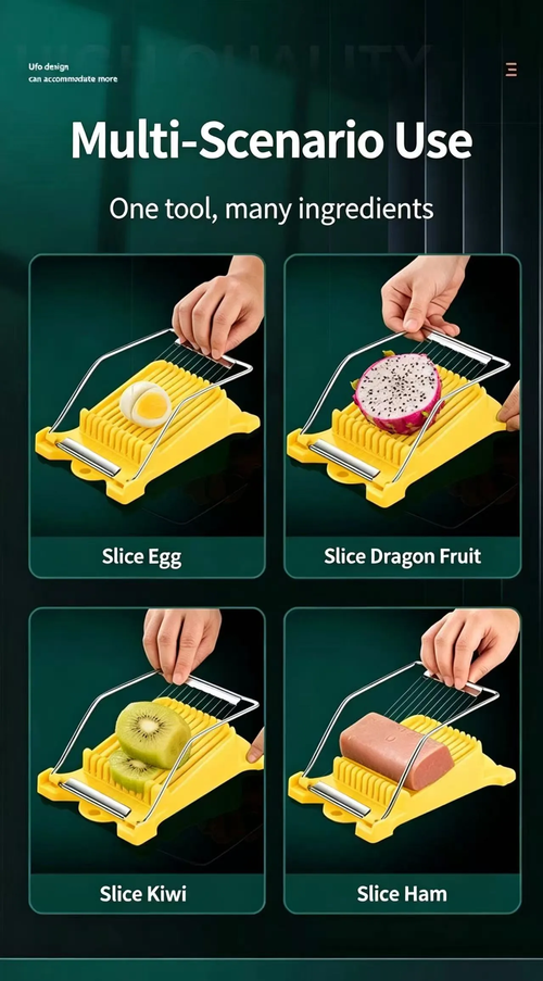 Multifunctional Food Slicer, Stainless Steel Wire Egg Ham Fruit Tofu Cutter, Anti-slip Kitchen Quick Slicing Tool