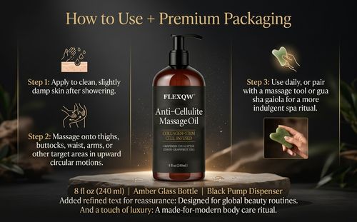 The whole family will benefit from it - Flowziax Anti-Excess Fat Massage Oil, 8 ounces - Improves the appearance of excess fat - Body care and skin care massage oil