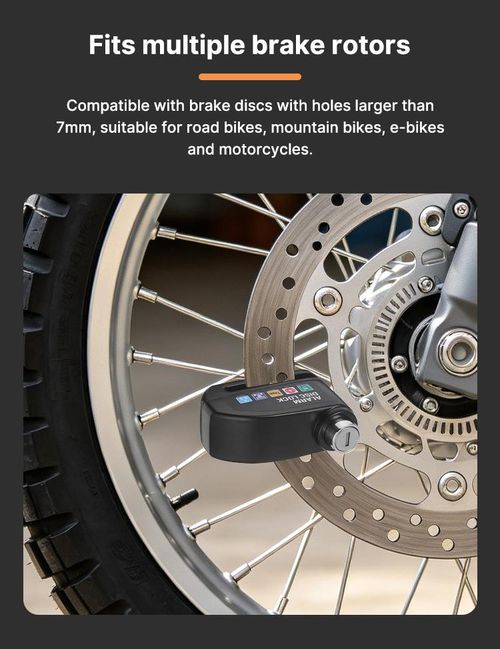 Anti-Theft Padlock Waterproof Motorcycle Disc Brake Lock with Alarm — Security Accessory for Bicycles, Features 110dB High-Volume Alarm, Easy Installation for Motorcycle Bicycle E-Bike Scooter Anti Theft Lock