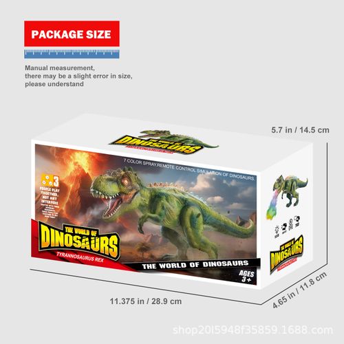 Remote Control Dinosaur Toy with Spray Mist Walking T-Rex LED Lights Roaring Sound RC Jurassic Dino for Kids Boys Girls Gift Interactive Play Engaging Fun